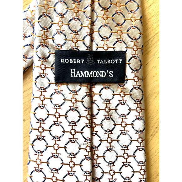 ROBERT TALBOTT Silk Tie best of class Geometric Circles Chain-link 90s Shiny Y2K - Picture 2 of 9